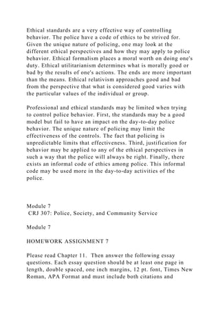 Module 5 CRJ 307 Police, Society, and Community ServiceEssays.docx