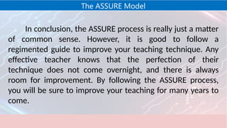 Module 5 Lesson 3 ASSURE Model, Assure model | PPTX