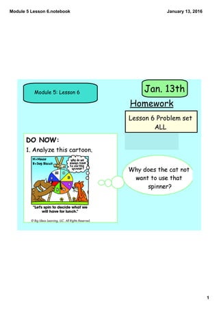 Module 5 Lesson 6.notebook
1
January 13, 2016
Module 5: Lesson 6
Homework
Jan. 13th
Lesson 6 Problem set
ALL
 