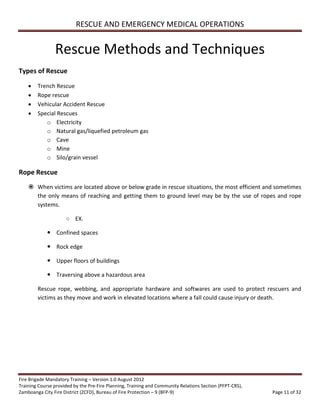 Volunteer Fire Brigade Training Module 5 rescue and emergency medical ...