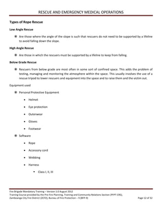 Volunteer Fire Brigade Training Module 5 rescue and emergency medical ...