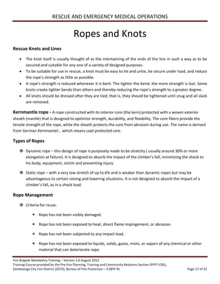 Firefighter Rope Checklist Volunteer Fire Brigade Training Module 5 rescue and emergency medical ...
