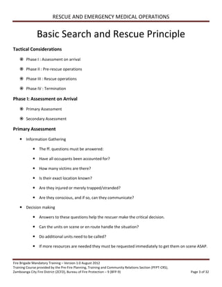 Volunteer Fire Brigade Training Module 5 rescue and emergency medical ...