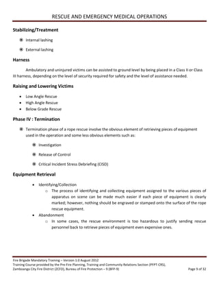 Volunteer Fire Brigade Training Module 5 rescue and emergency medical ...