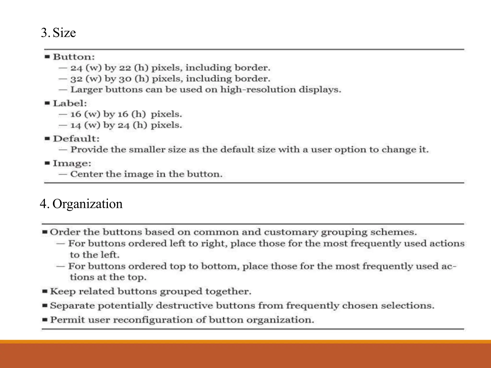 3.Size
4. Organization
 