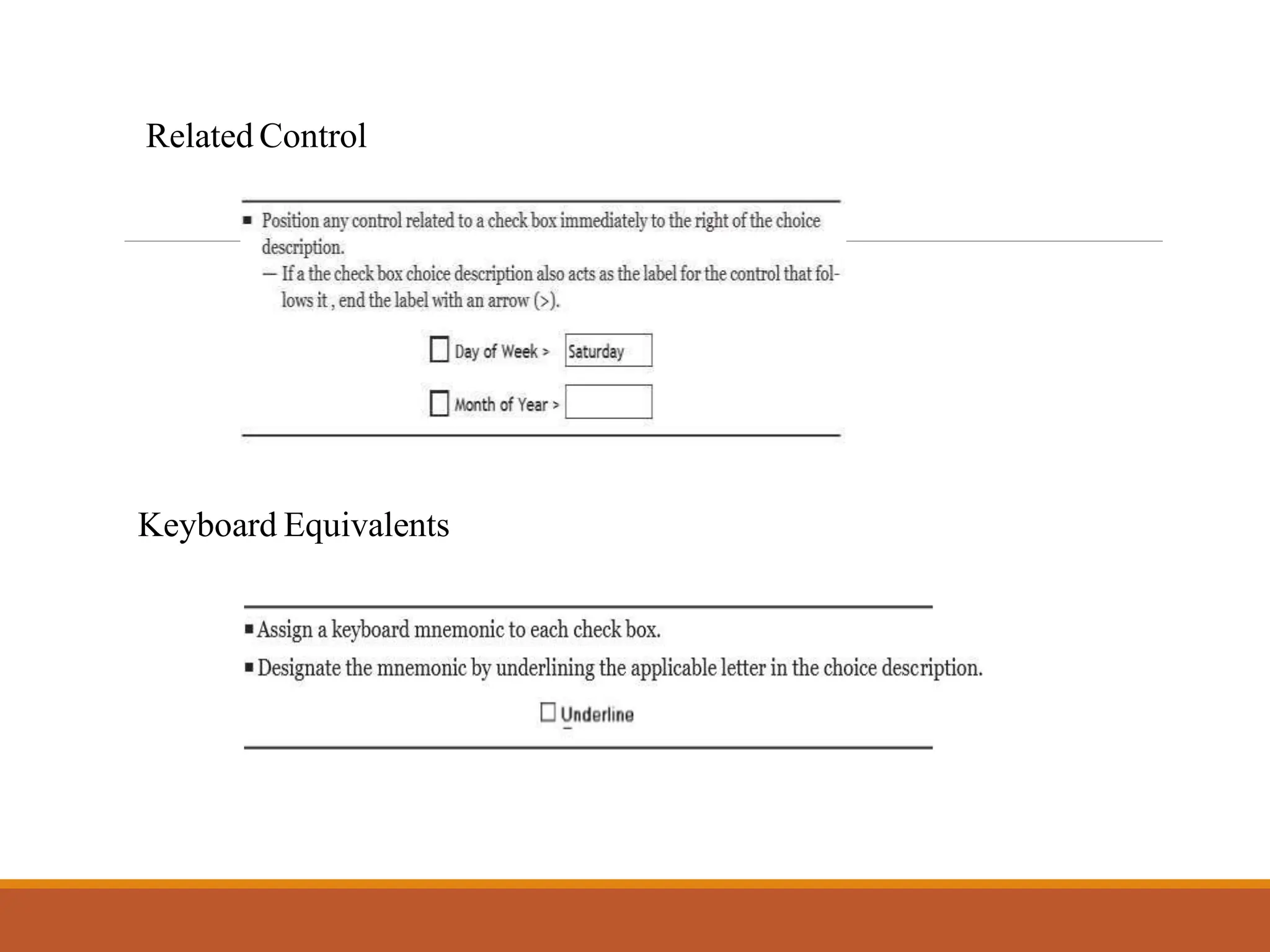 Related Control
Keyboard Equivalents
 