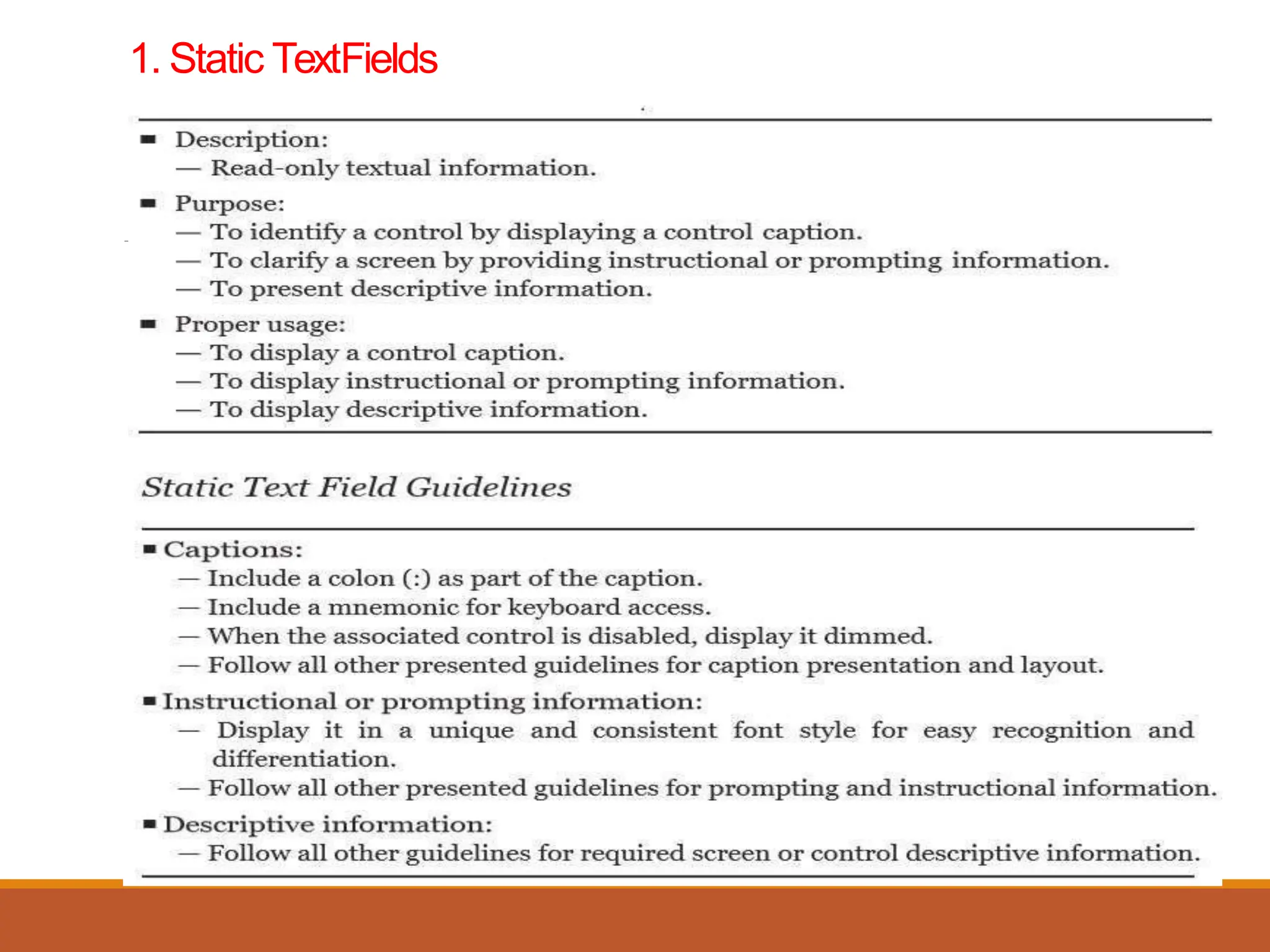 1. Static TextFields
 