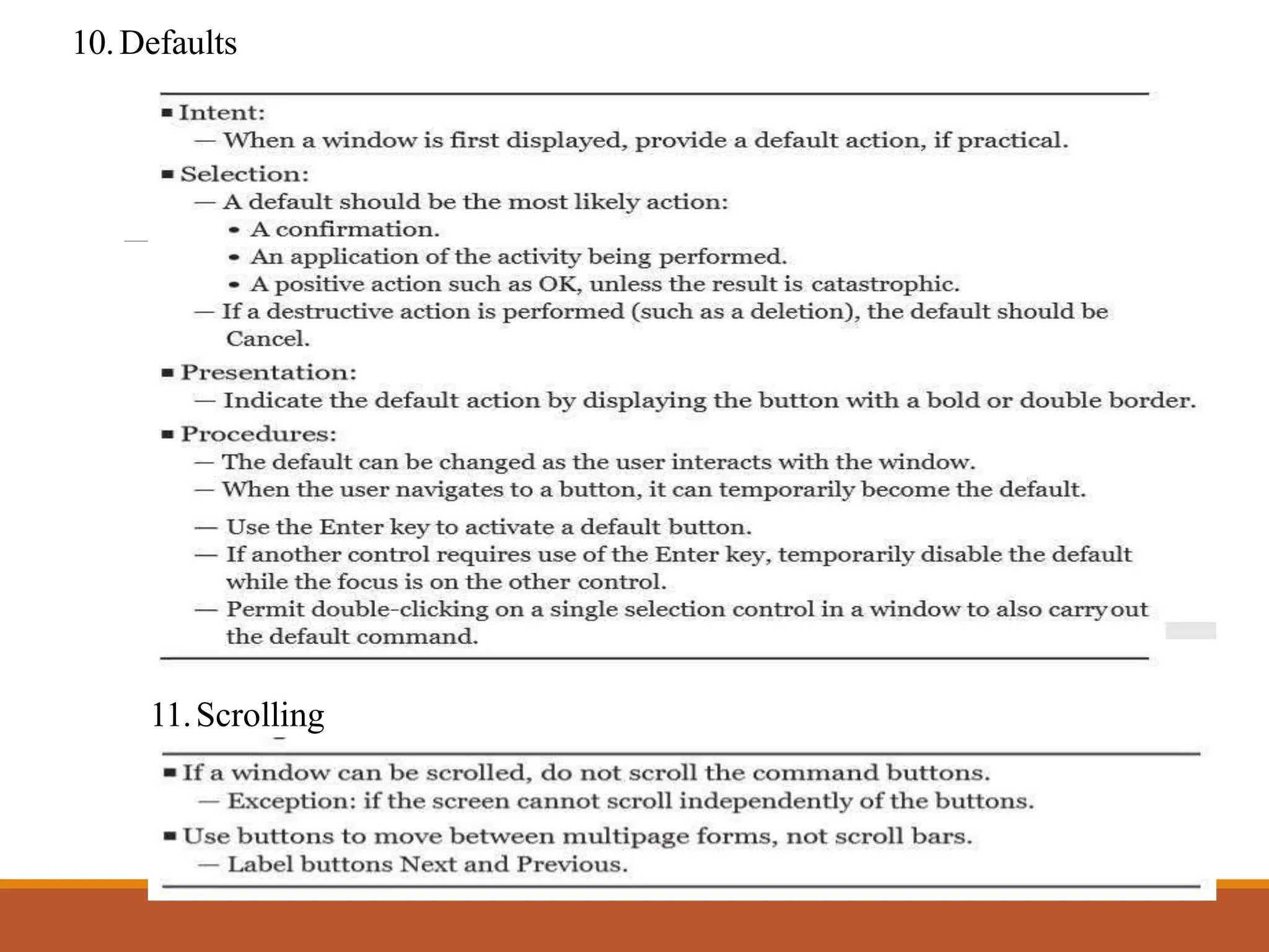 10.Defaults
11.Scrolling
 
