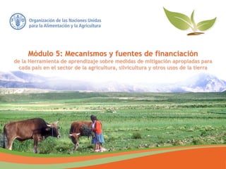 Módulo 5: Mecanismos y fuentes de financiación
de la Herramienta de aprendizaje sobre medidas de mitigación apropiadas para
cada país en el sector de la agricultura, silvicultura y otros usos de la tierra
 