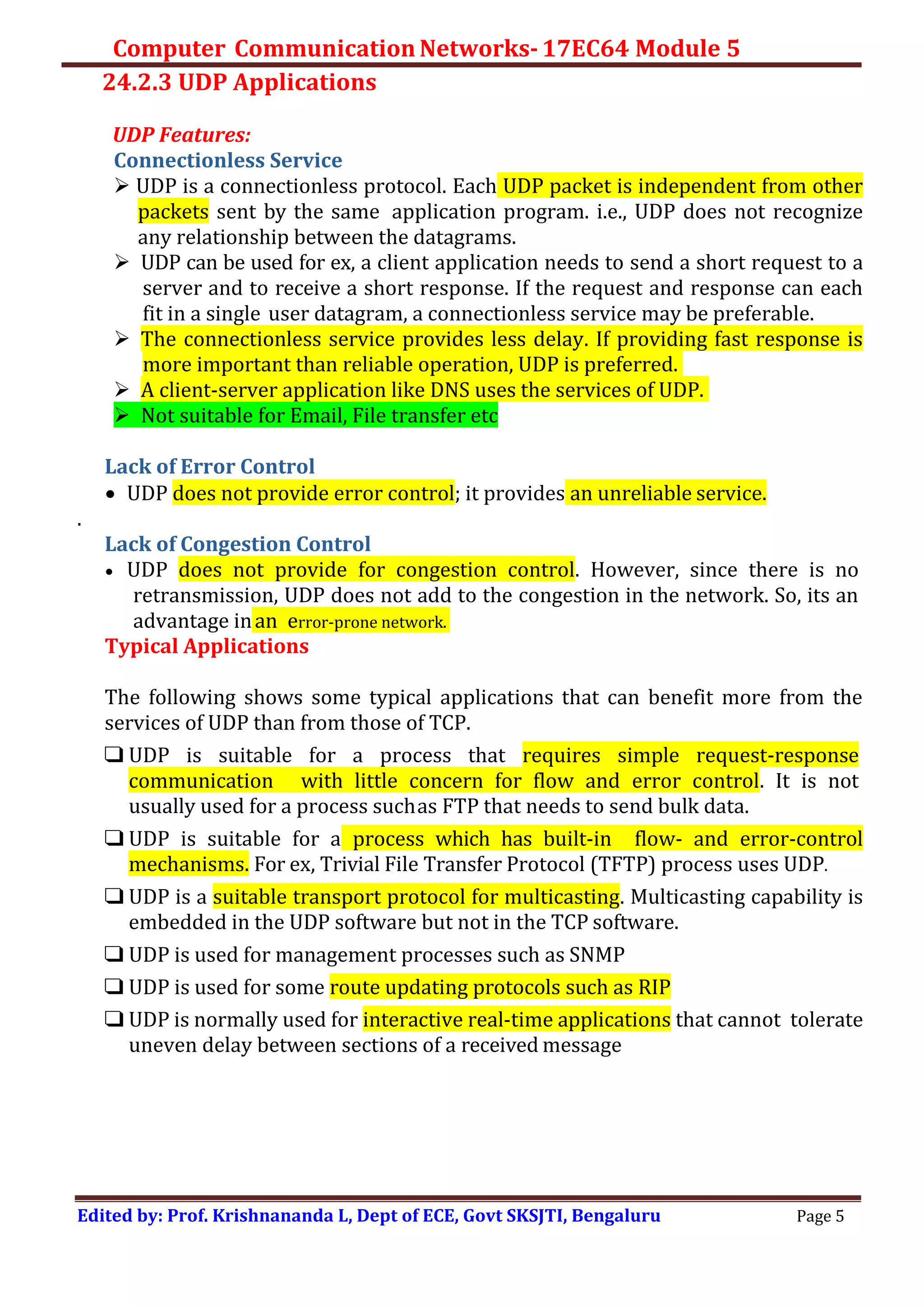Computer Communication Networks- TRANSPORT LAYER PROTOCOLS | PDF | Free ...