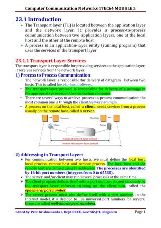 Computer Communication Networks- Introduction to Transport layer | PDF