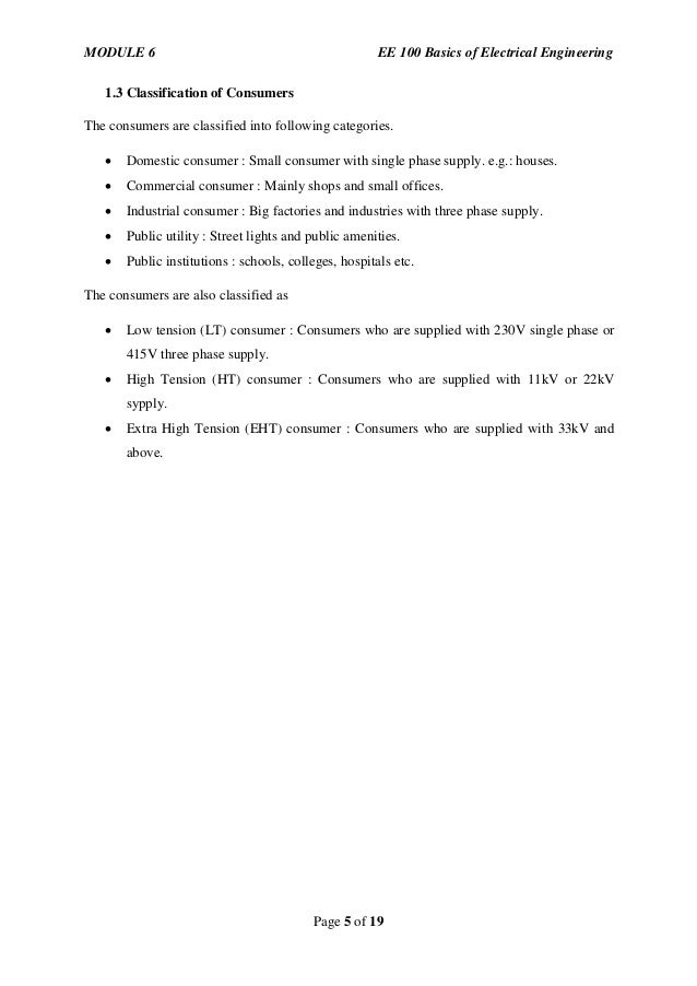 Tariff, Wiring and Lighting Systems