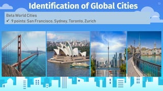 Identification of Global Cities
13
Beta World Cities
 9 points: San Francisco, Sydney, Toronto, Zurich
 