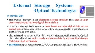 Optical Computer Storage memory subsystems of computer architecture | PPTX