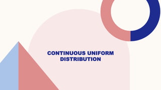 CONTINUOUS UNIFORM
DISTRIBUTION
 