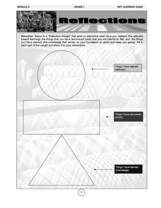 150
MODULE 6 GRADE 7 ART LEARNING GUIDE
 