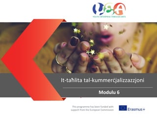 Entrepreneurial mind sets
This programme has been funded with
support from the European Commission
It-taħlita tal-kummerċjalizzazzjoni
Modulu 6
 