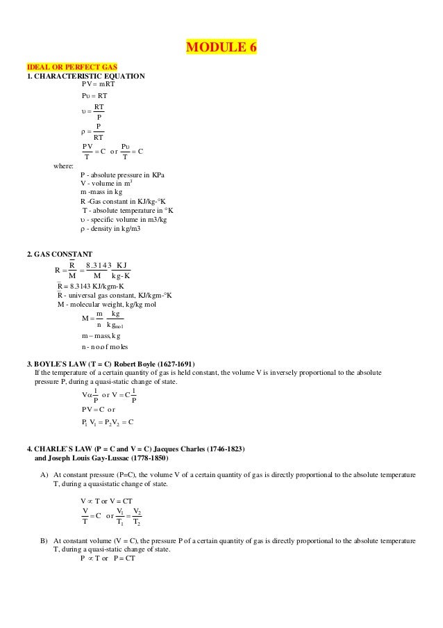 Module 6 Ideal Or Perfect Gas And Gas Mixture 21 22