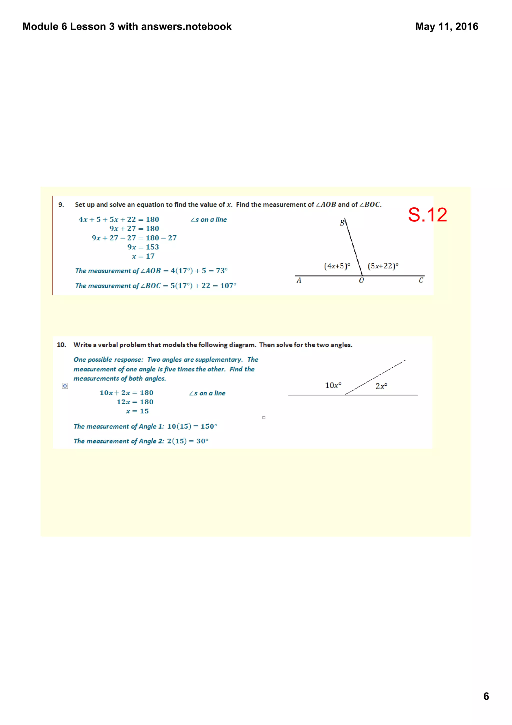 Module 6 Lesson 3 with answers.notebook
6
May 11, 2016
S.12
 