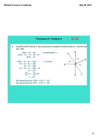 Module 6 Lesson 5.notebook
5
May 08, 2015
Homework Answers S.22
 