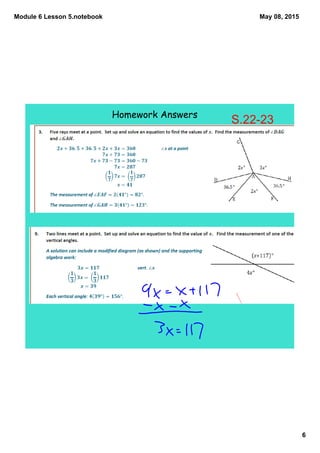 Module 6 Lesson 5.notebook
6
May 08, 2015
Homework Answers
S.22­23
 