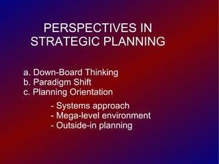 Module 6 Perspectives in Strategic Planning | PPT