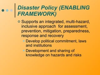 Policy and Insititutional Arrangement for Disaster Management