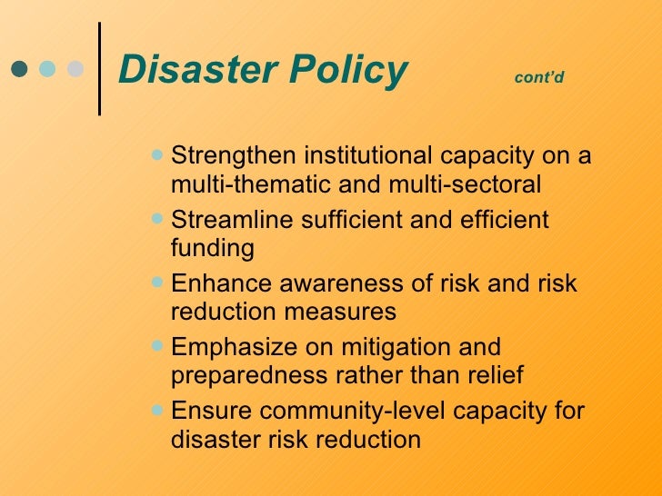 Policy and Insititutional Arrangement for Disaster Management