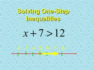 Solving One-Step Inequalities 7 6 3 5 4 2 8 