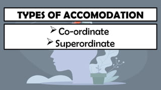 TYPES OF ACCOMODATION
Co-ordinate
Superordinate
 