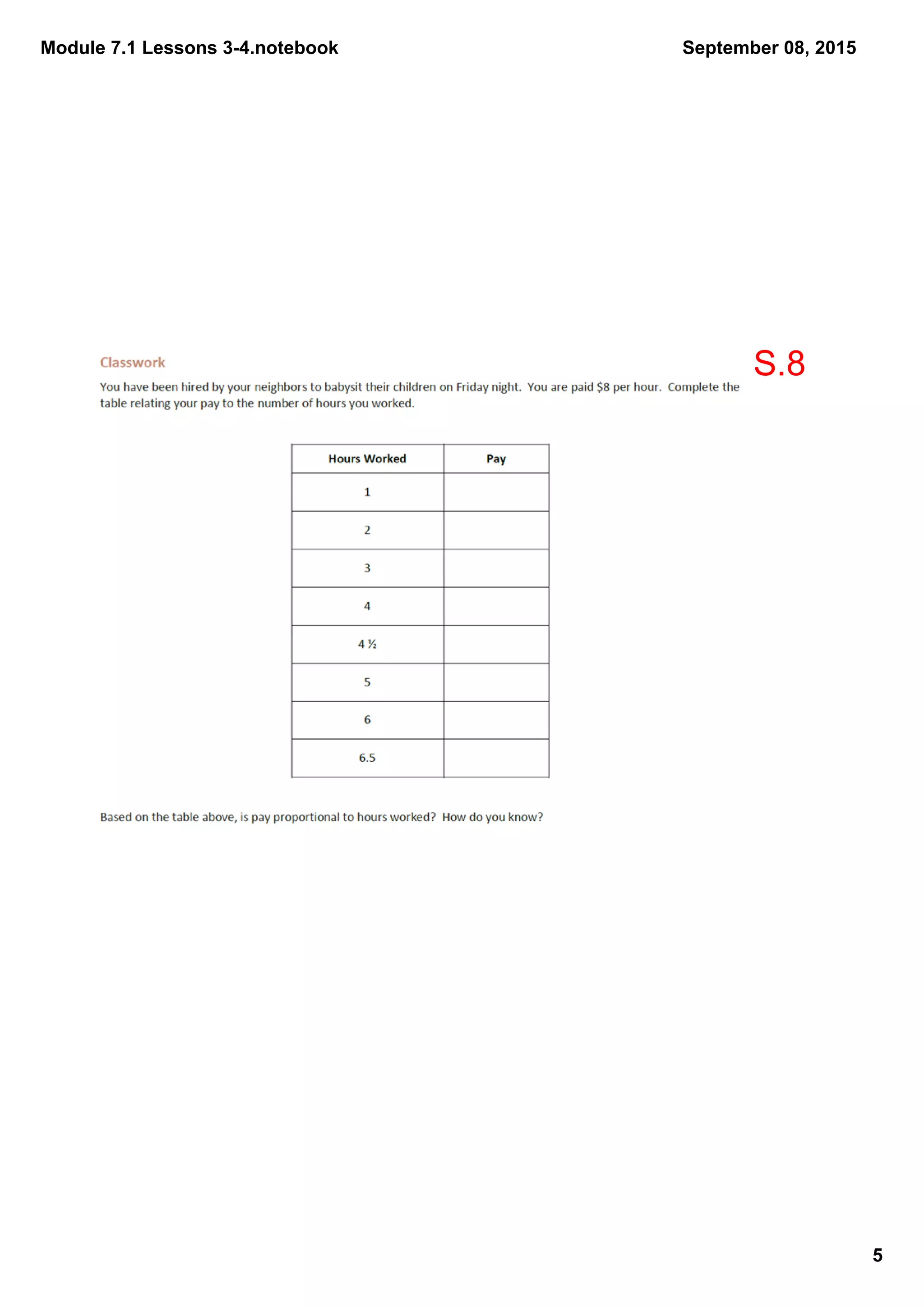 Module 7.1 Lessons 3­4.notebook
5
September 08, 2015
S.8
 