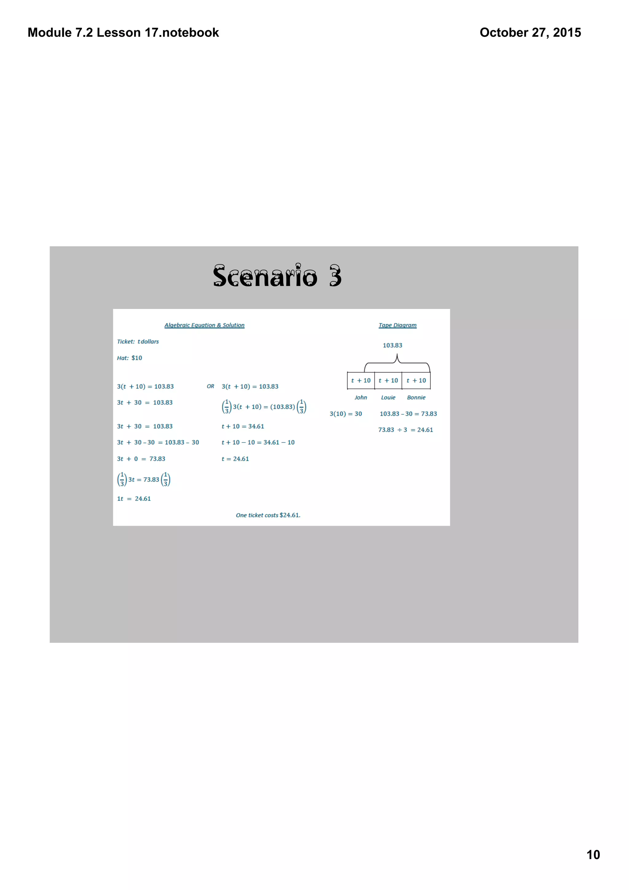 Module 7.2 Lesson 17.notebook
10
October 27, 2015
Scenario 3
 