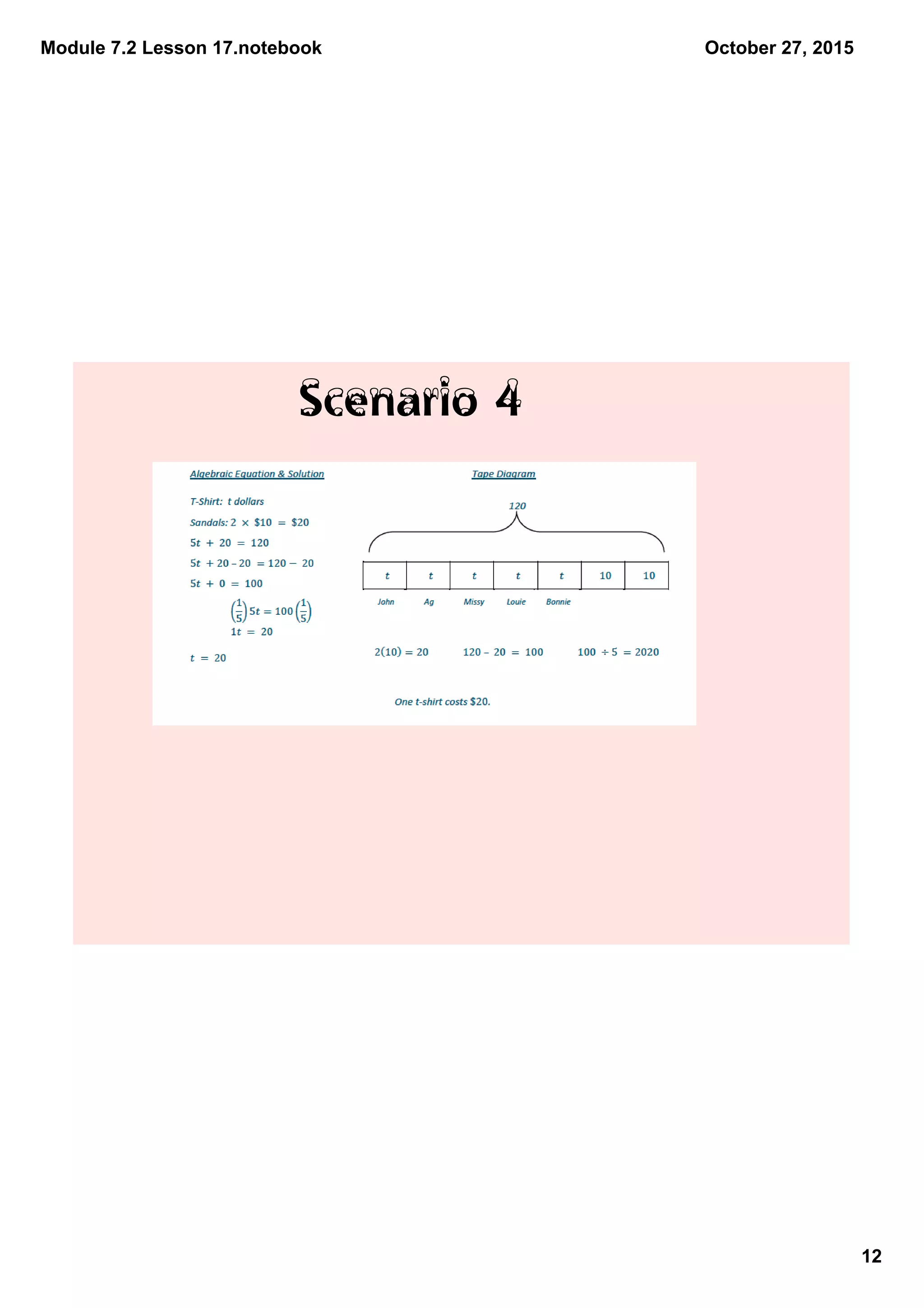 Module 7.2 Lesson 17.notebook
12
October 27, 2015
Scenario 4 
 