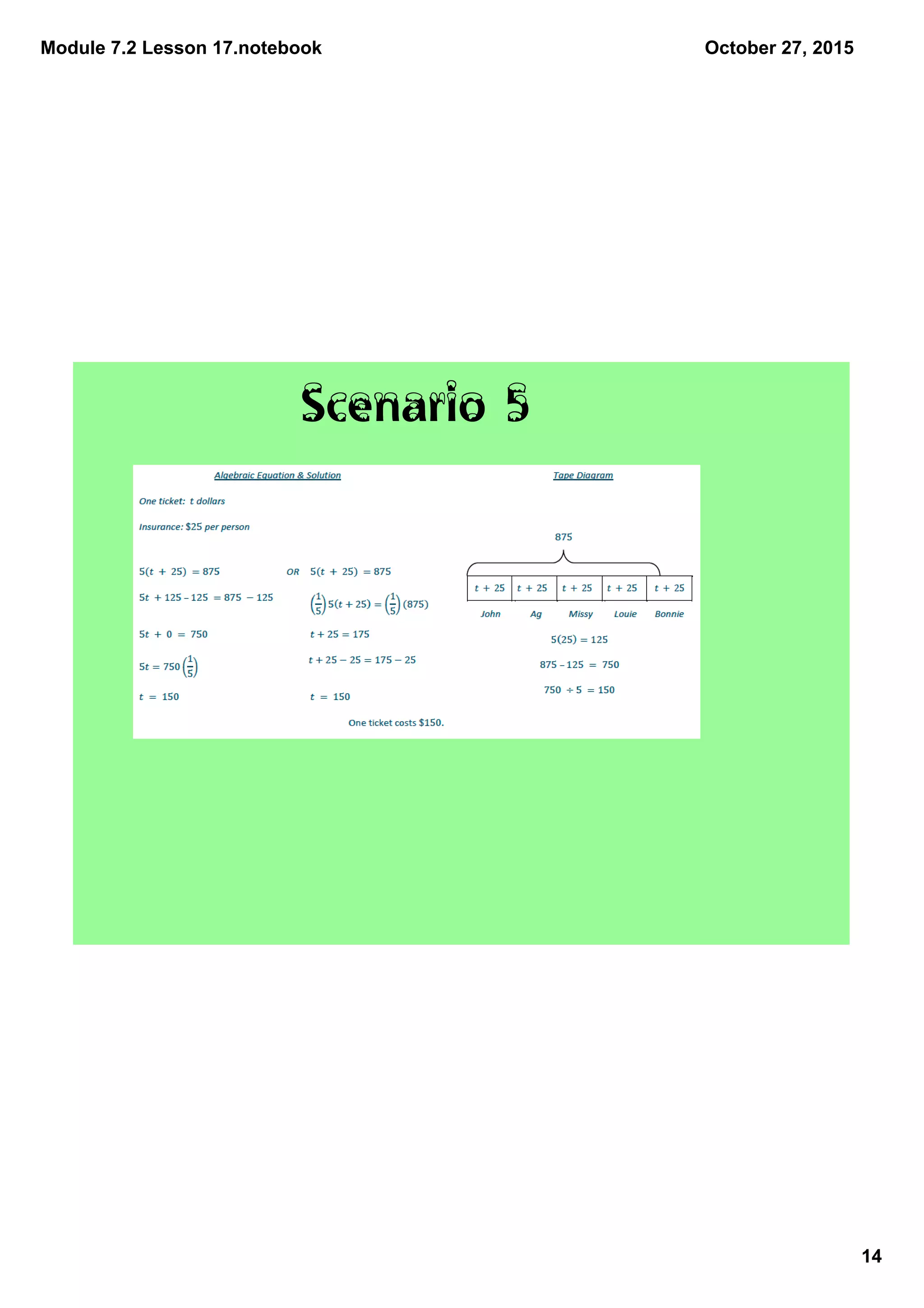 Module 7.2 Lesson 17.notebook
14
October 27, 2015
Scenario 5 
 