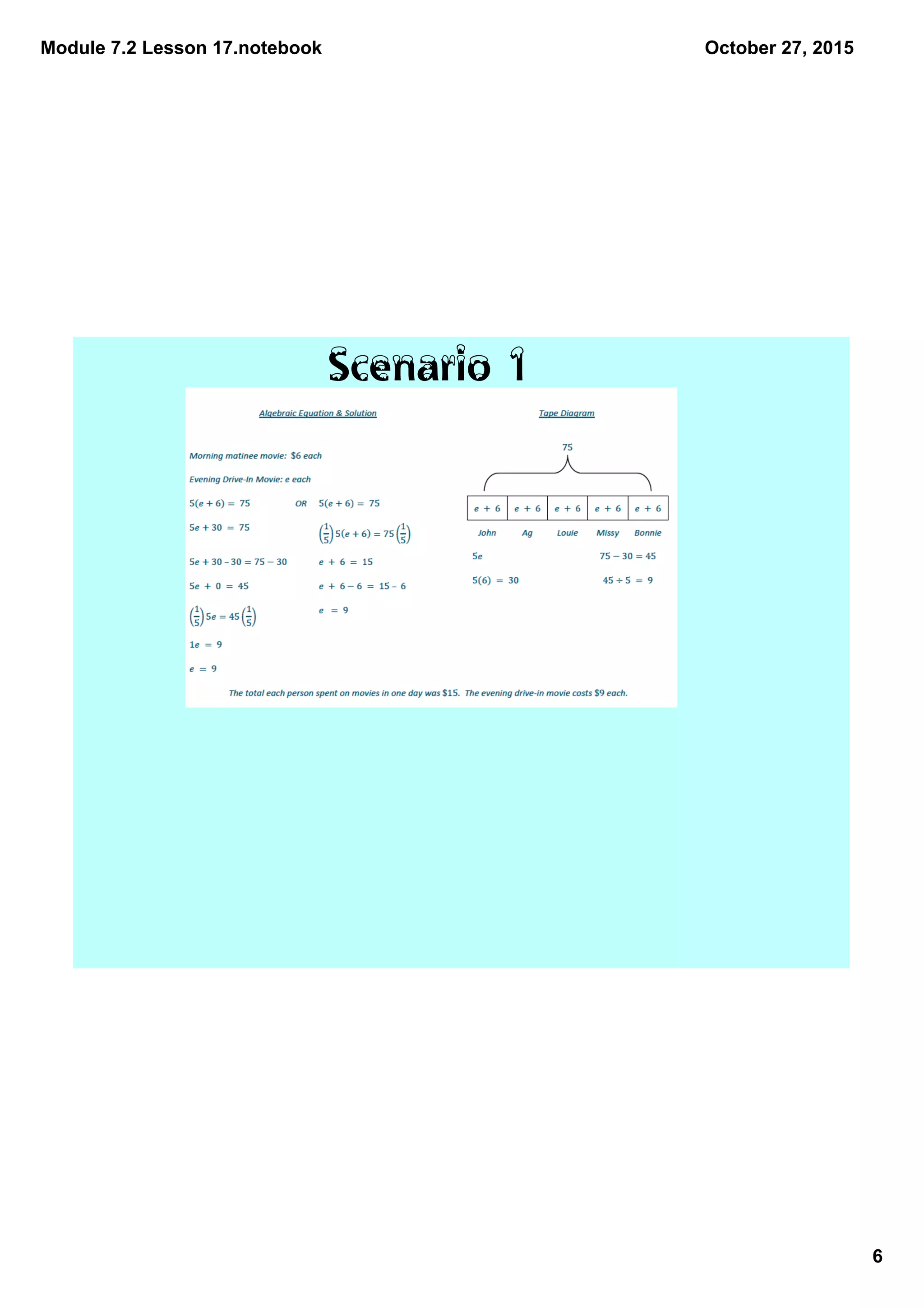 Module 7.2 Lesson 17.notebook
6
October 27, 2015
Scenario 1
 
