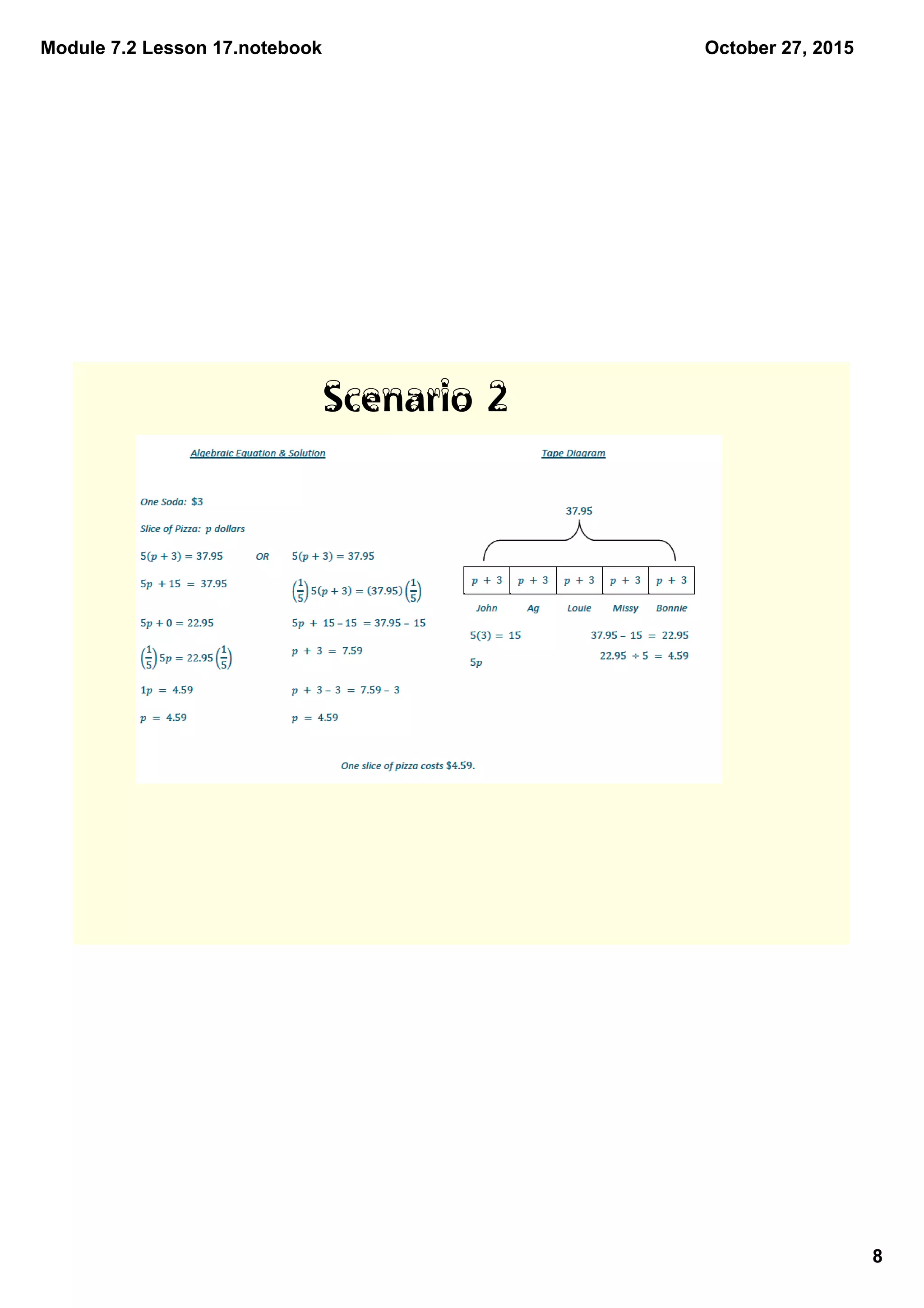 Module 7.2 Lesson 17.notebook
8
October 27, 2015
Scenario 2
 