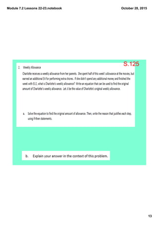 Module 7.2 Lessons 22­23.notebook
13
October 28, 2015
S.125
 