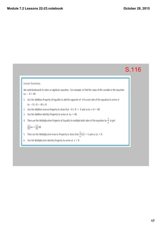 Module 7.2 Lessons 22­23.notebook
17
October 28, 2015
S.116
 