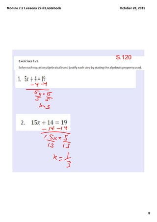 Module 7.2 Lessons 22­23.notebook
8
October 28, 2015
S.120
 
