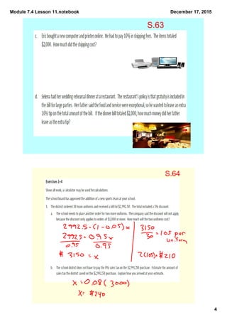 Module 7.4 Lesson 11.notebook
4
December 17, 2015
S.63
S.64
