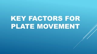 KEY FACTORS FOR
PLATE MOVEMENT
 