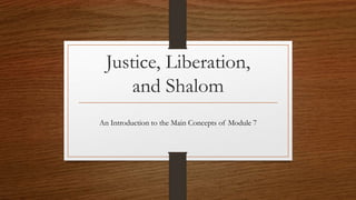 Justice, Liberation,
and Shalom
An Introduction to the Main Concepts of Module 7
 