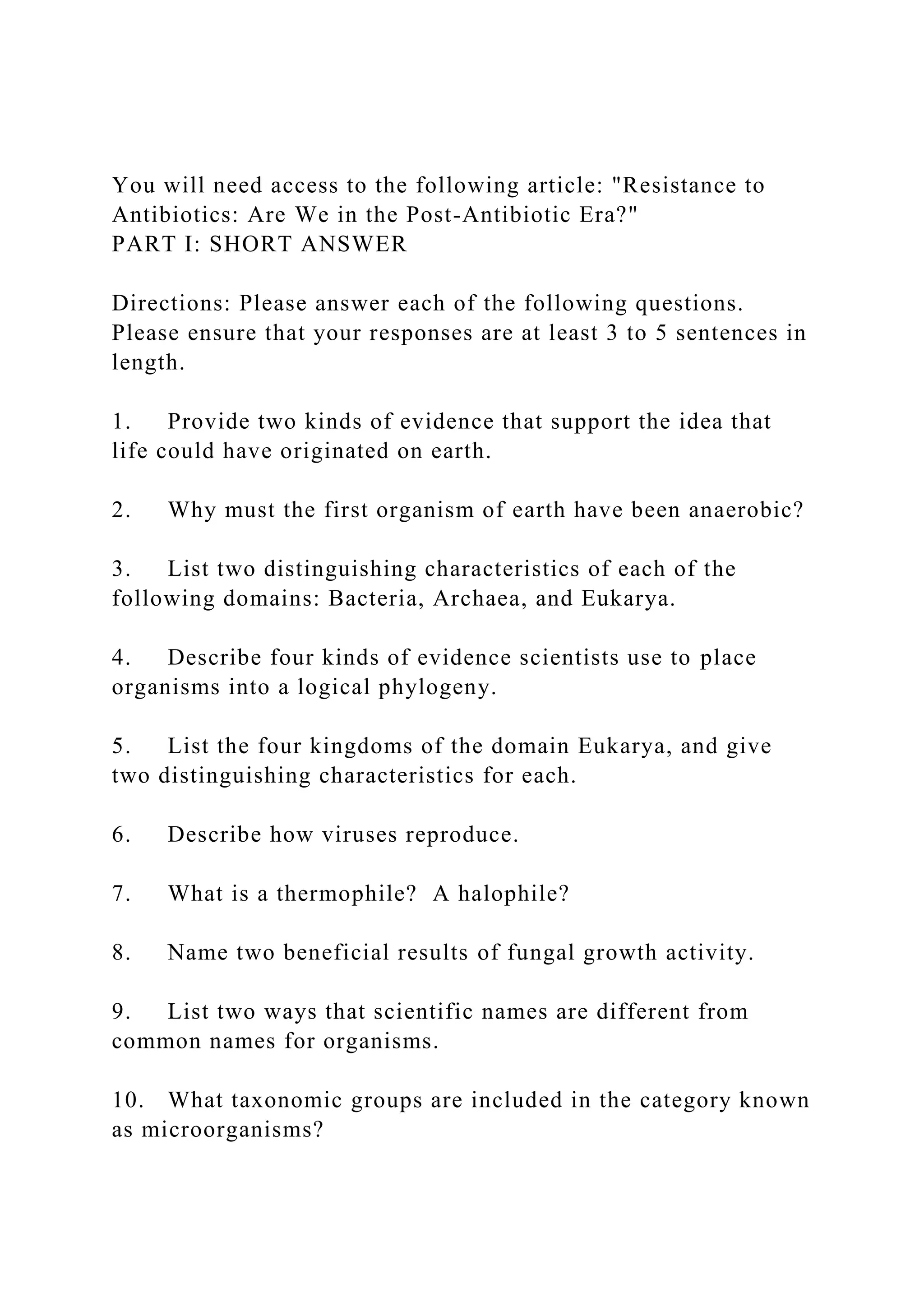 Module 7 OverviewOrigin and Classification of LifeThe origin o.docx