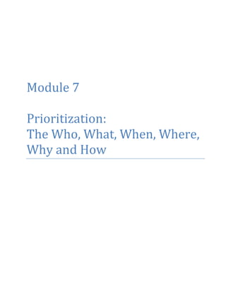 Module 7
Prioritization:
The Who, What, When, Where,
Why and How
 