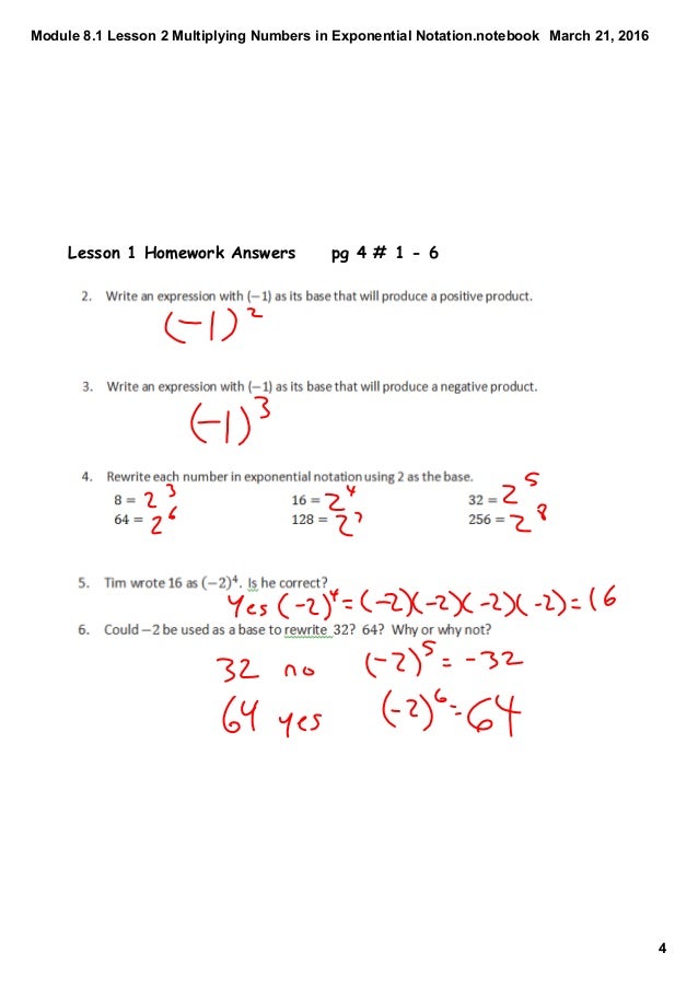 module 8 1 lesson 2 multiplying numbers in exponential notation numbers in exponential form