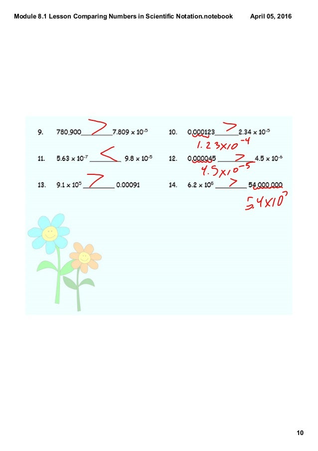 Module 8 1 lesson comparing numbers in scientific notation