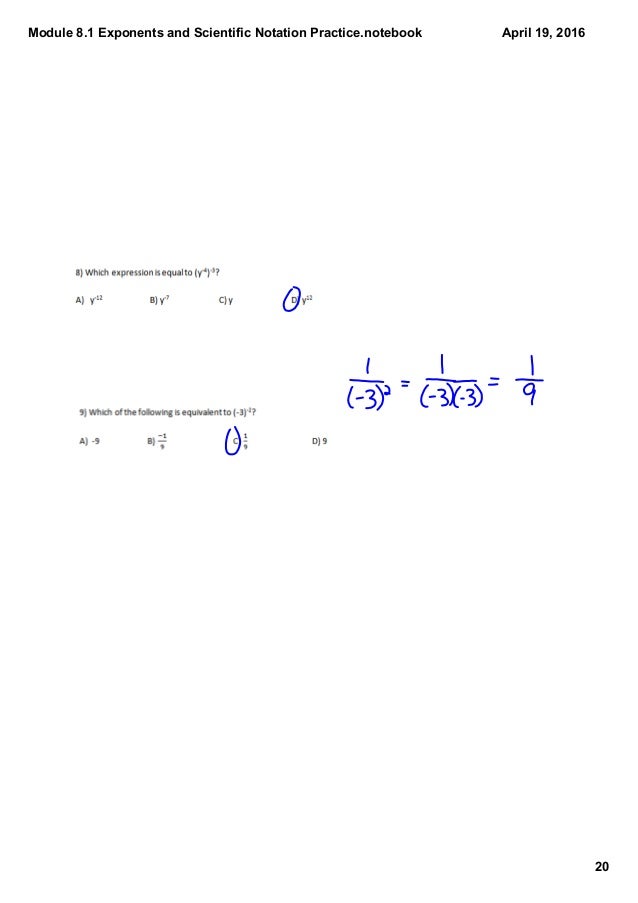 Module 8 1 Exponents And Scientific Notation Practice Module 8 1 exponents and scientific notation practice