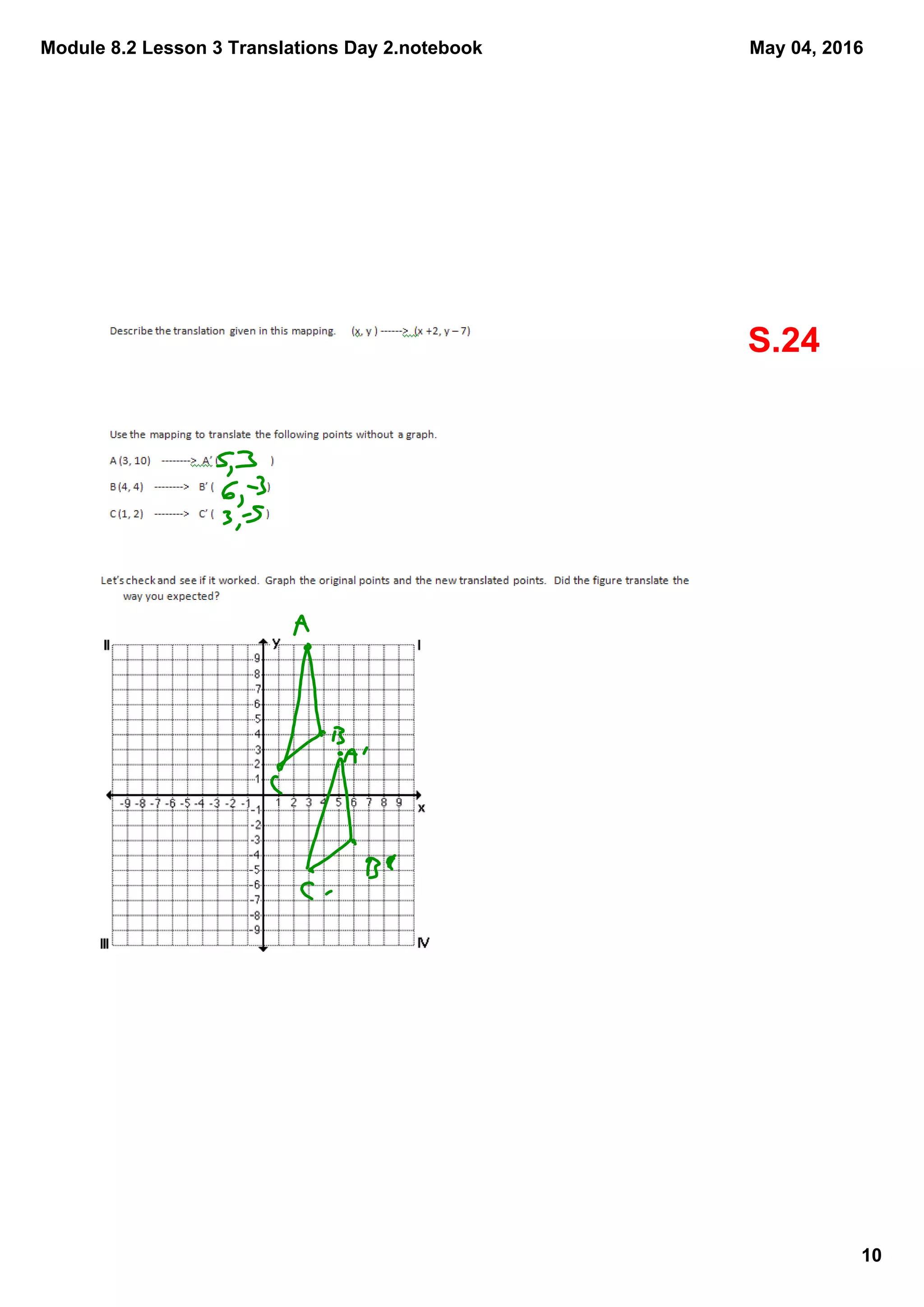 Module 8.2 Lesson 3 Translations Day 2.notebook
10
May 04, 2016
S.24
 