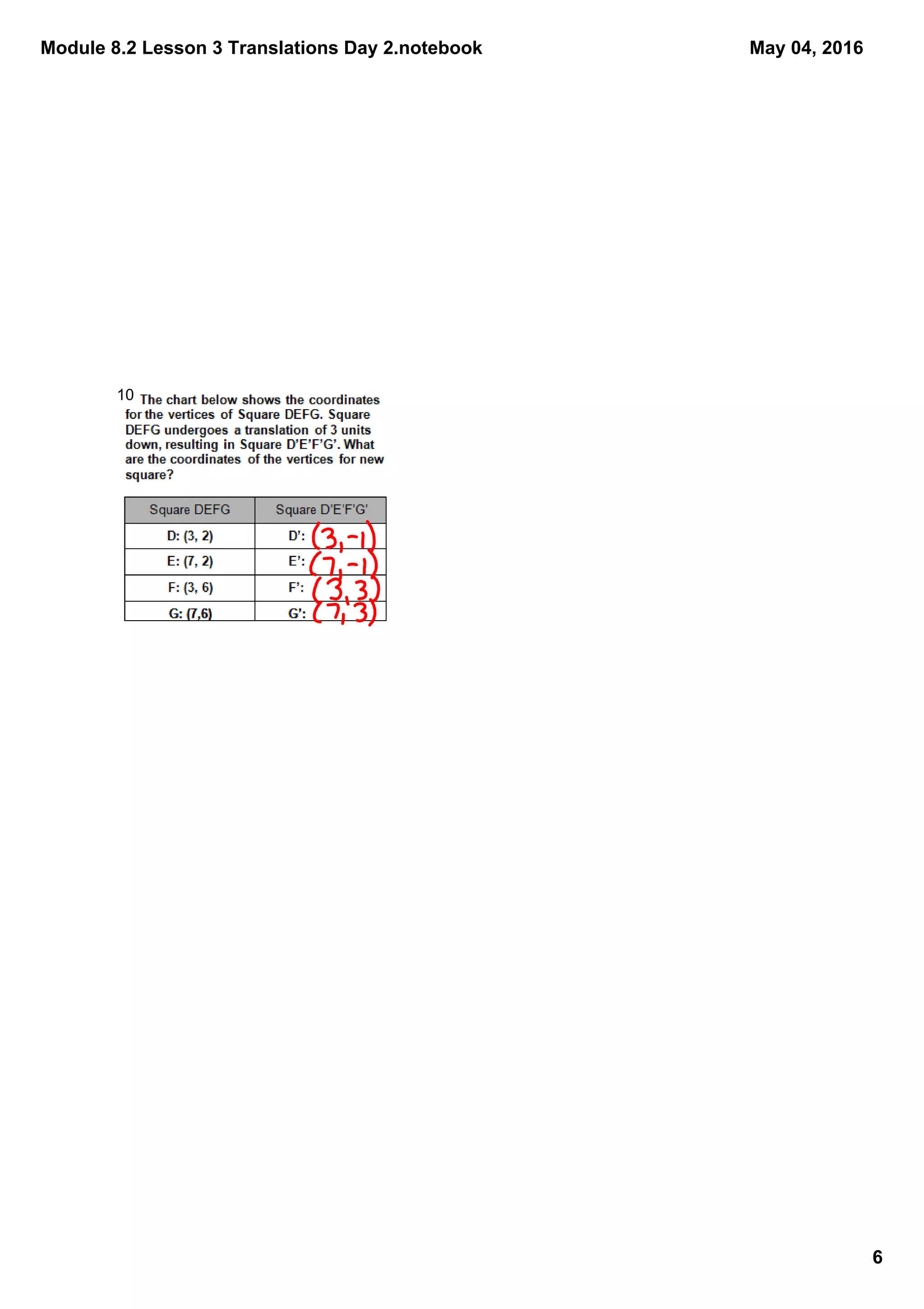 Module 8.2 Lesson 3 Translations Day 2.notebook
6
May 04, 2016
10
 