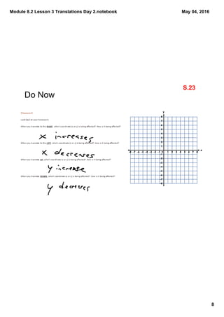 Module 8.2 Lesson 3 Translations Day 2.notebook
8
May 04, 2016
S.23
Do Now
 